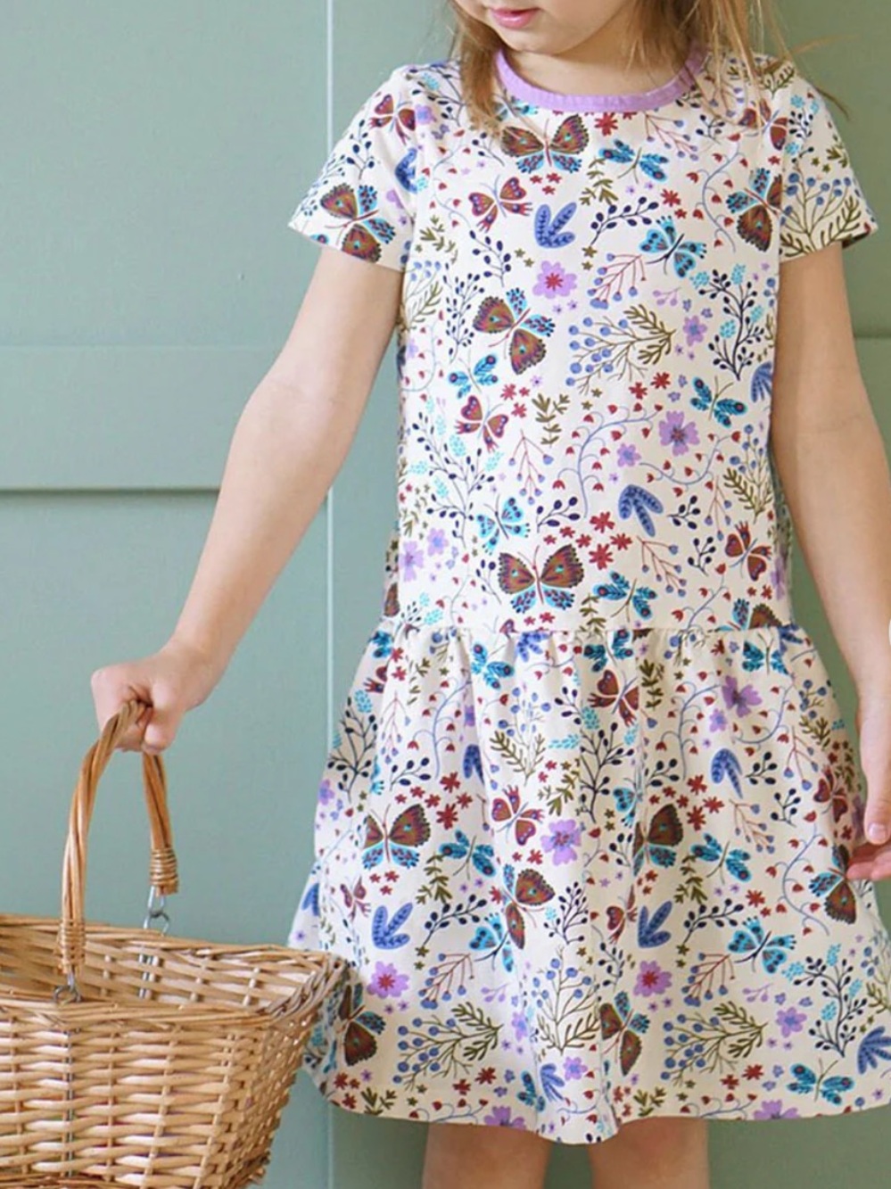 MIGHTLY Butterfly Organic Cotton Drop Waist CottageCore Dress Size 12 NWOT